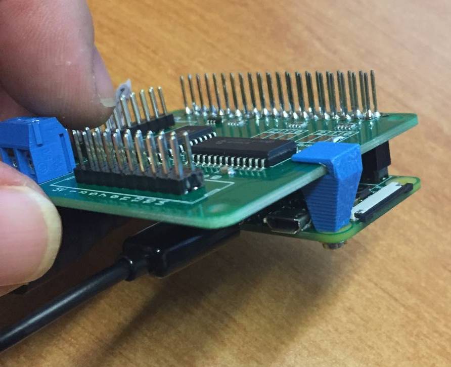 The spacer fitted to the Raspberry Pi