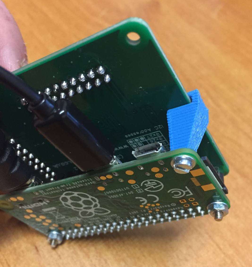 The spacer fitted to the Raspberry Pi