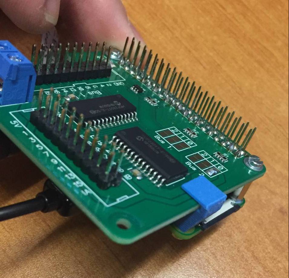 The spacer fitted to the Raspberry Pi