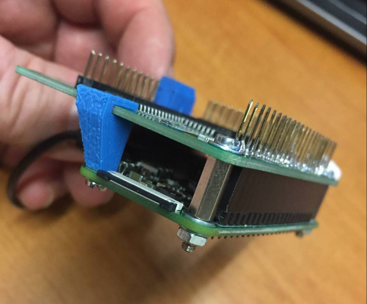 The spacer fitted to the Raspberry Pi