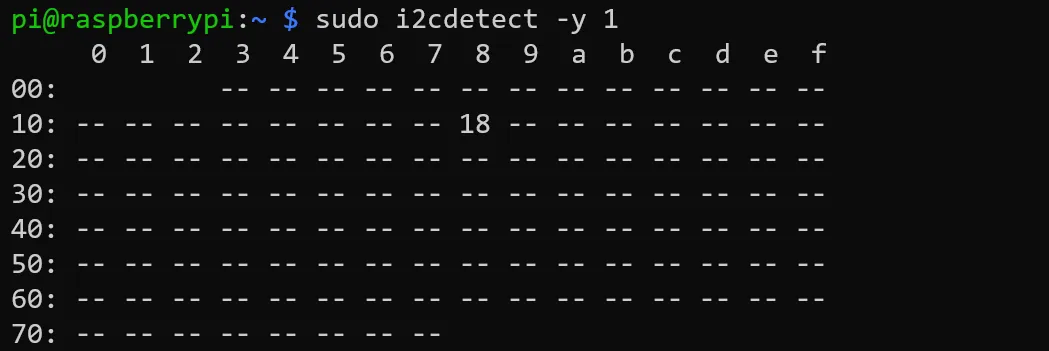 I2C Detect showing 1 Wire Pi on address 0x18