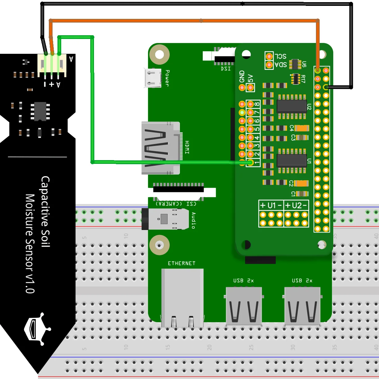 Wiring the sensor to your ADC Pi