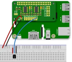 ADC Pi connected to a TMP36 sensor