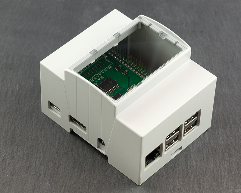 Raspberry Pi B+, Pi 2 B and Pi 3 Model B DIN Rail Modulbox Enclosure closed
