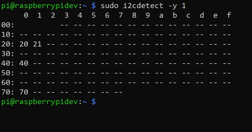 i2c detect screen output