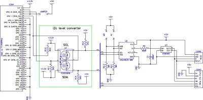 Electronic schematic for the 1 Wire Pi Plus