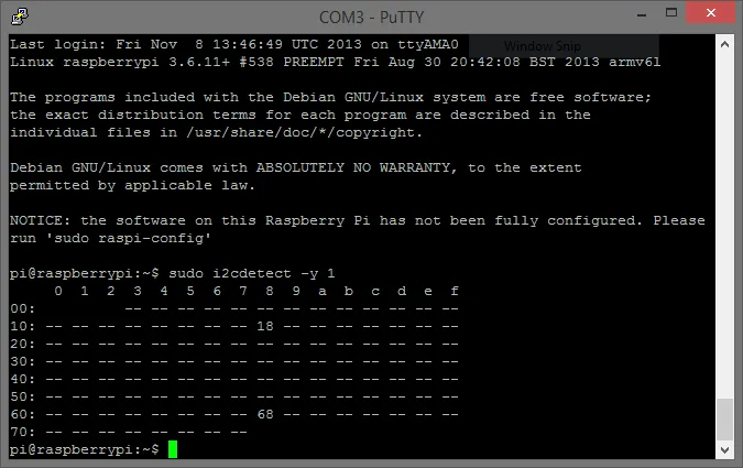 I2C Detection of the RTC Pi