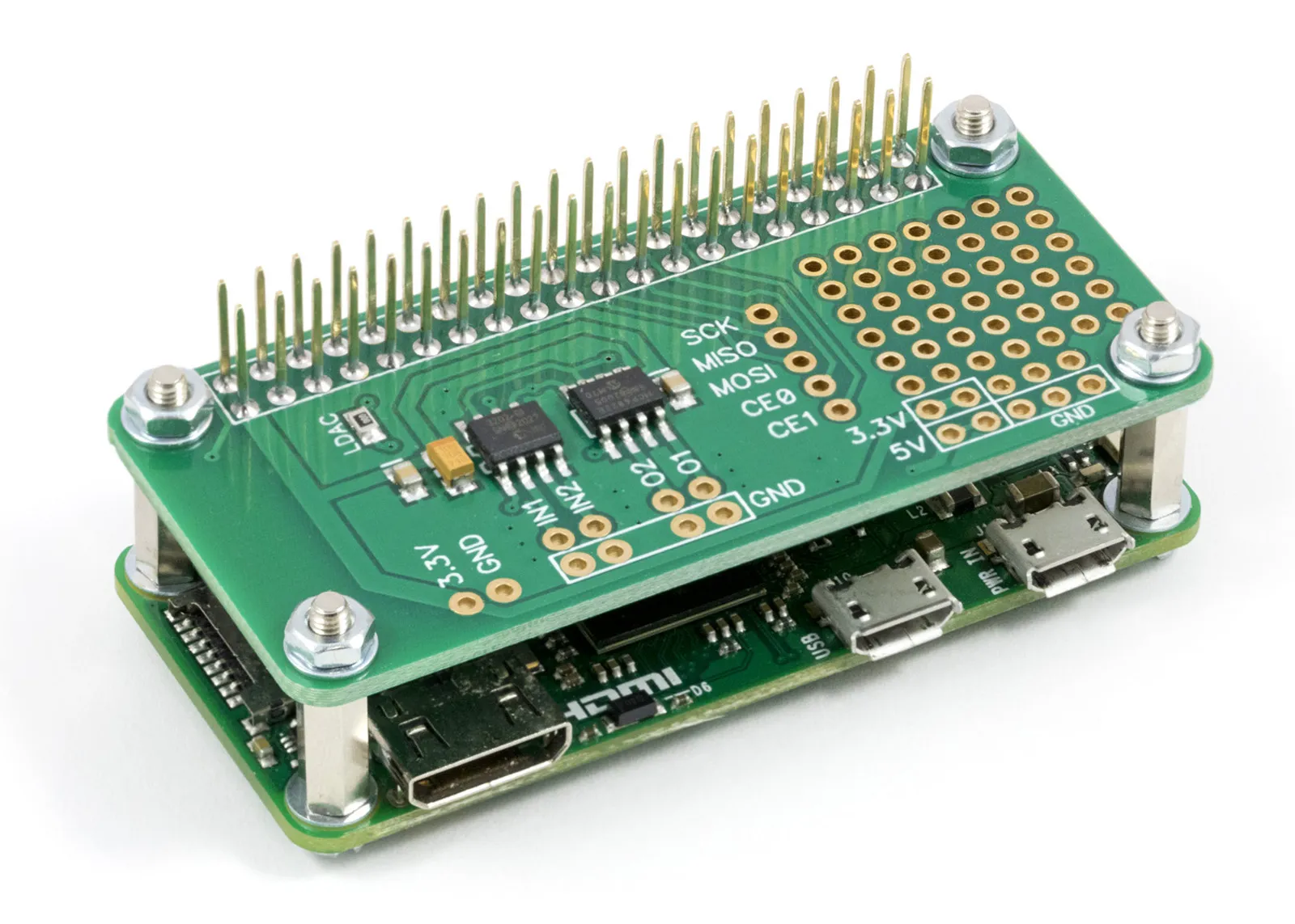 ADC DAC Pi Zero on a Raspberry Pi Zero Thumbnail